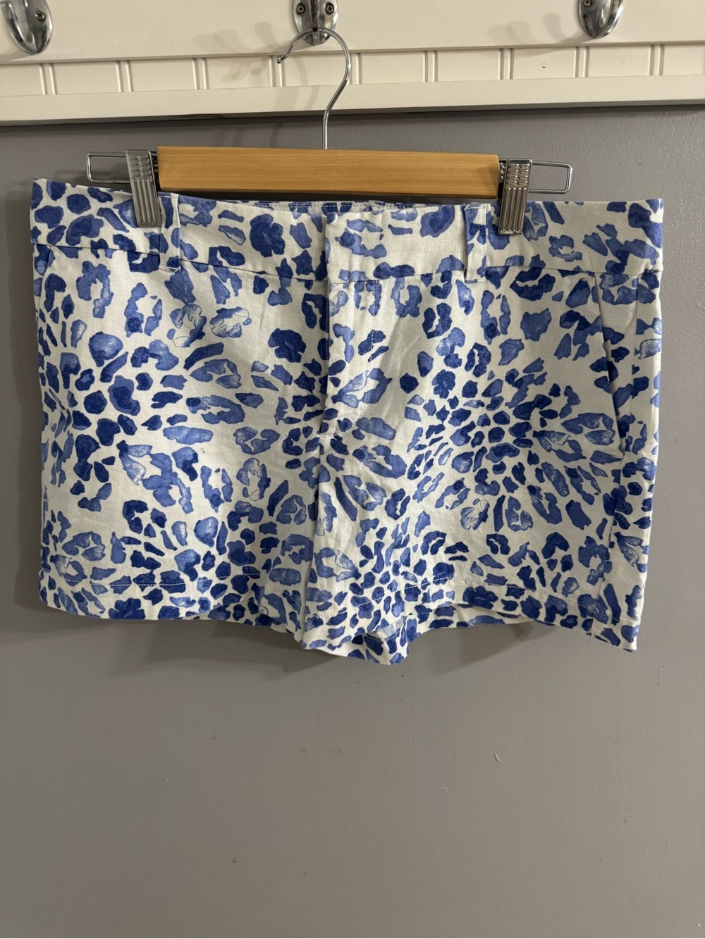 LOFT White and Blue Floral-Print Bermuda Shorts